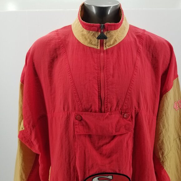 VINTAGE San Francisco 49ers Windbreaker Jacket Red APEX One NFL Mens 3xl - Picture 3 of 13